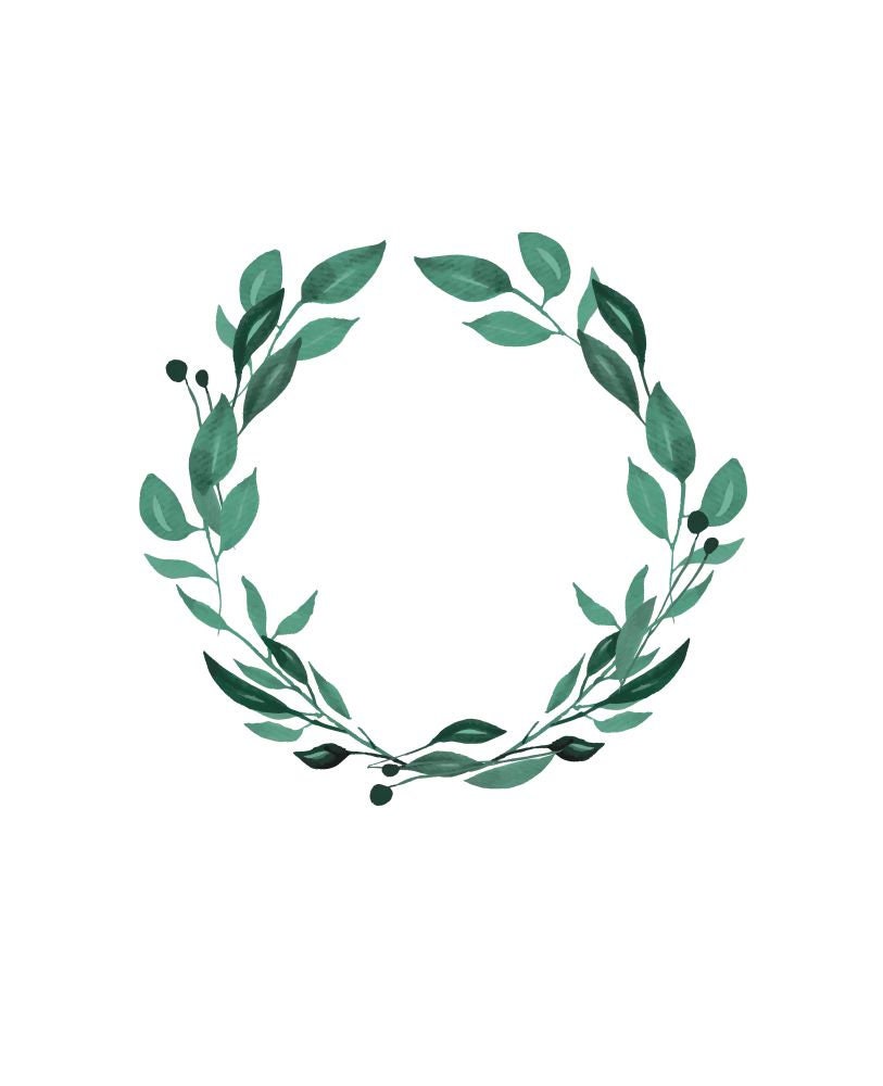 Greenery Watercolor Wreath Minimalist Wreath Green Leaves | Etsy