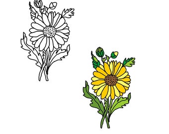 Sunflower SVG Cut Flowers Graphics Outline Flower Silhouette SVG PNG Minimalist Art