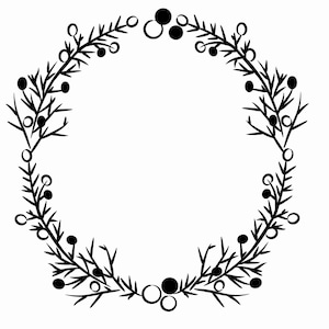 Juniper Wreath Svg PNG Christmas Wreath Minimalist Winter Clipart