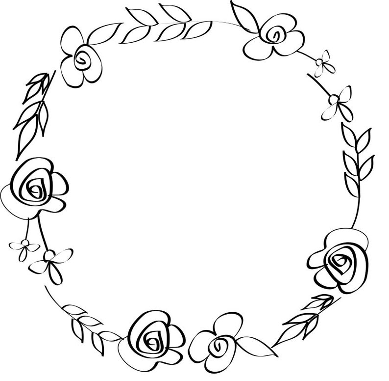 Floral Wreath Clip Art Black And White