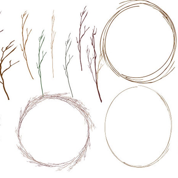 Rustic Clipart Minimalist Wreath Christmas Wreath Twigs and Wreaths