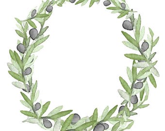 Olive Clipart Wreath Clipart Olive Wreath Watercolor Wreath