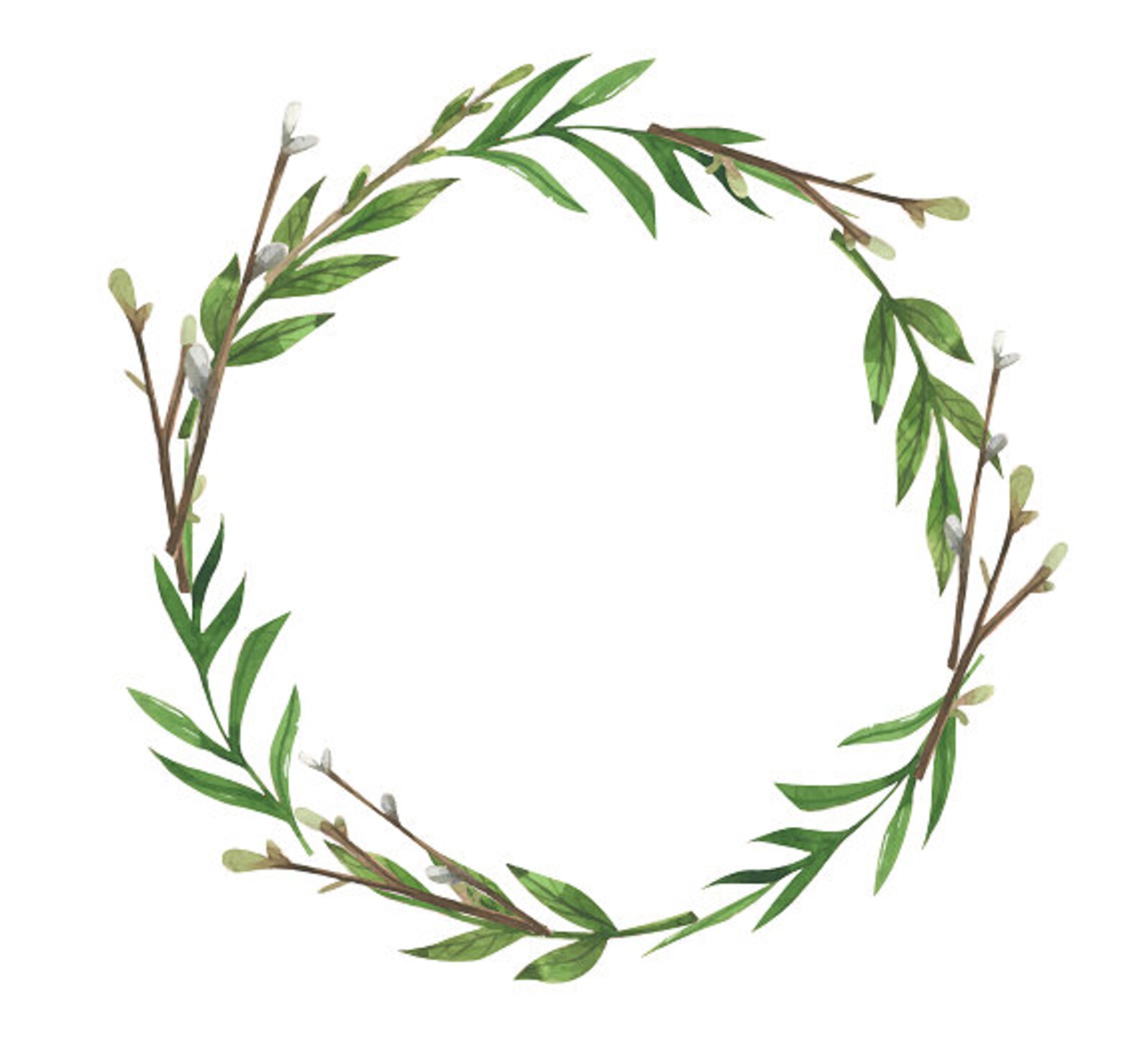 Ostern Clipart Ostern Kranz Weidenkätzchen Grünen Kranz | Etsy