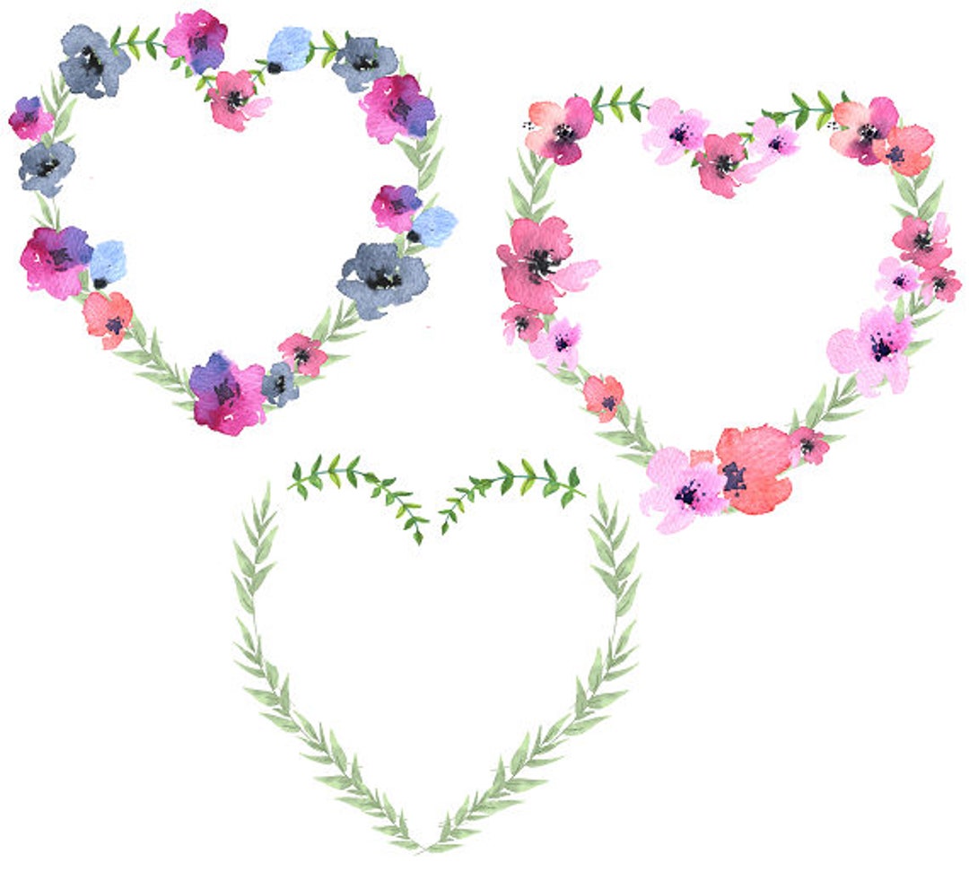 Blue Wreath Pinkwreath Floral Heart Clipart Flower Heart Mother's Day ...