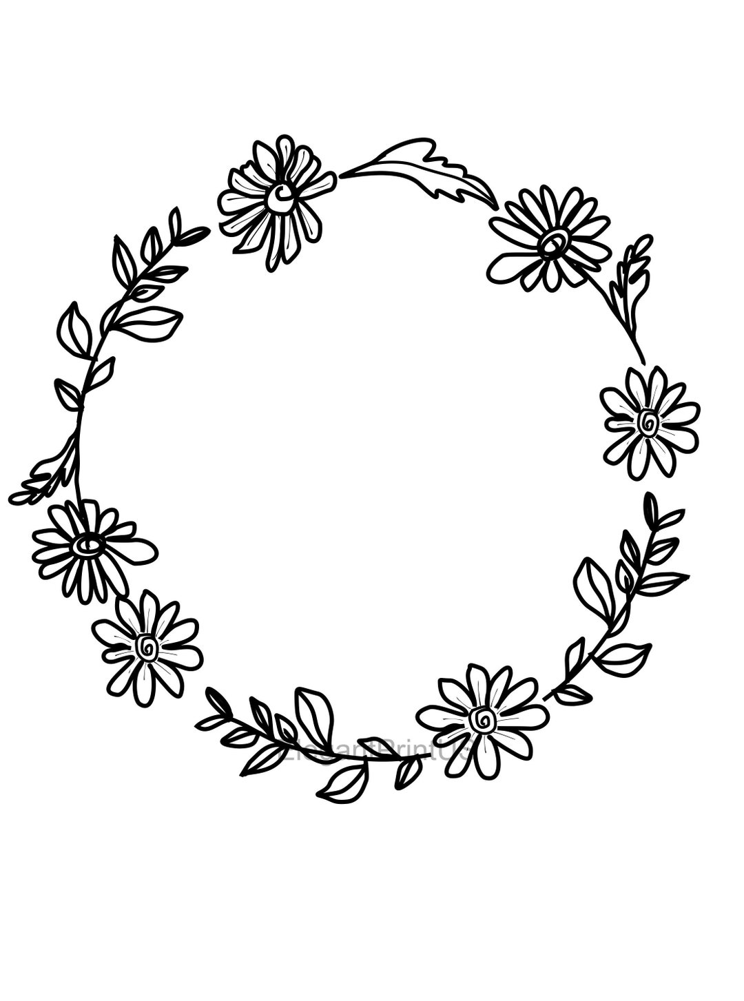 Daisy SVG Wildflowers Floral Frame Minimalist Wreath Daisy Flowers ...