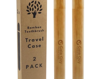 Gaia Guy Plastic-Free Bamboo Travel Case 2-Pack - Portable Bamboo Toothbrush Holder