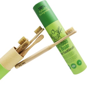 Natural Bristle Bamboo Toothbrush Totally Biodegradable and Planet-Based 6-Pack image 3