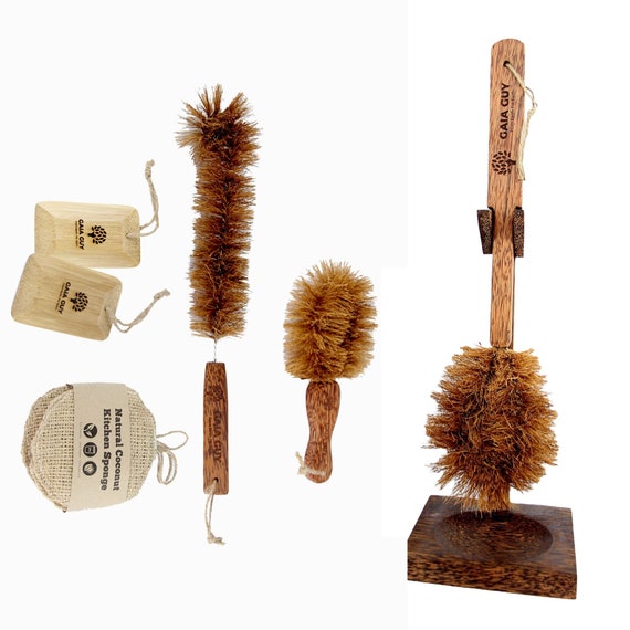 Coconut Kitchen Cleaning Kit! Eco-Friendly Zero Waste Kitchen Kit - Brushes, Sponges and Pot Scrapers