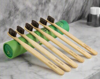 【新品未使用】Uffy 天然竹ブラシ￼ 天然毛の竹製歯ブラシ - プラスチック不使用 - 馬毛またはイノシシ毛の