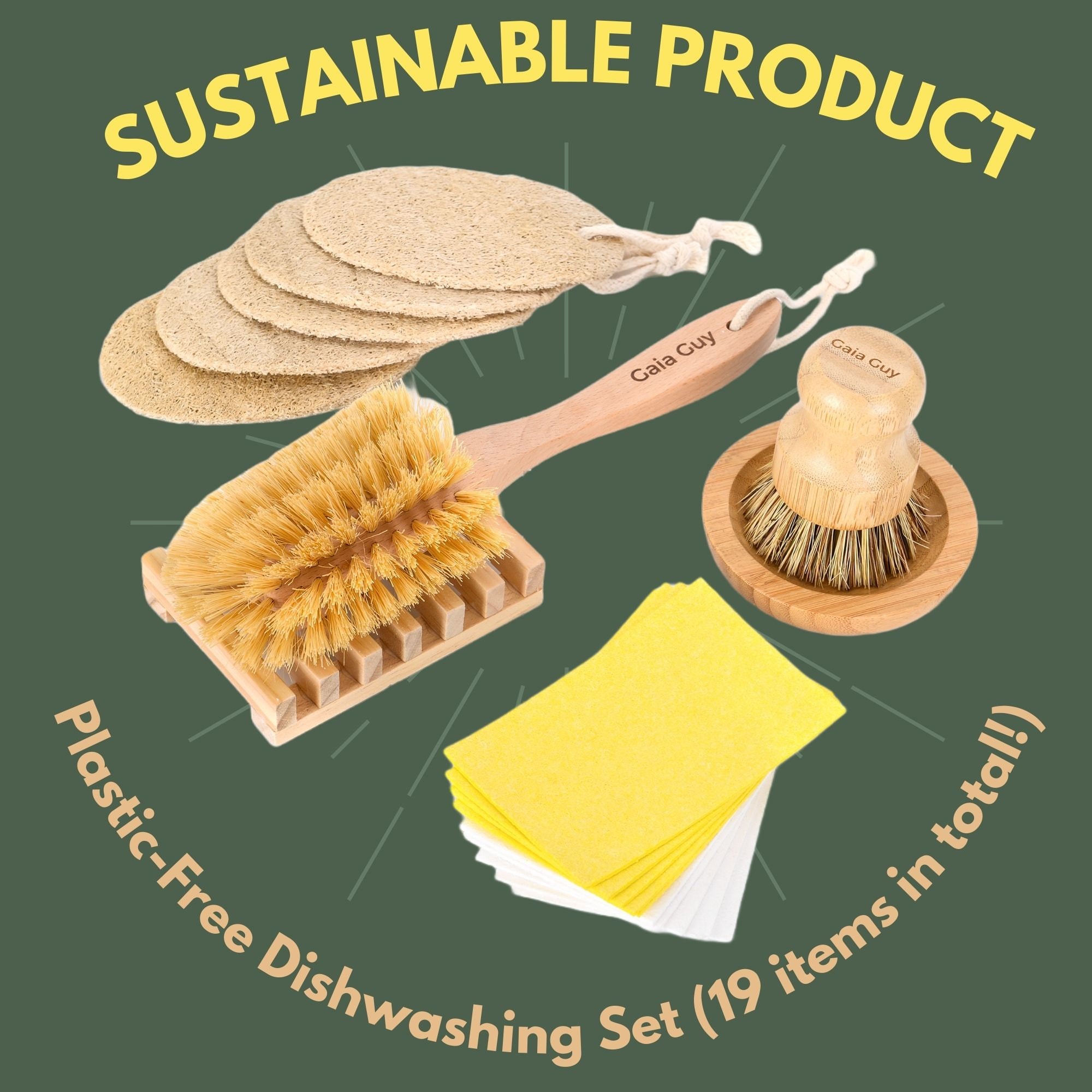 Palm Pot Brush- Bamboo Round 3 Packs by Klickpick Home Mini Dish Brush  Natural Scrub Brush Durable Scrubber Cleaning Kit with Natural Stiff Sisal