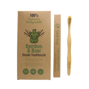 Brosse à dents en bambou en poils de sanglier - Brosses à dents naturelles totalement biodégradables sans nylon - Paquet de 12 sans plastique zéro déchet