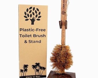 Eco-Chic Wooden Toilet Brush Set for Your Zero Waste Oasis - Coconut Wood Toilet Brush w/ Stand