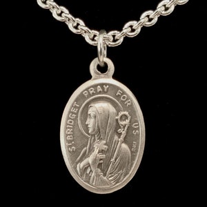 St Bridget Medal Necklace - St. Brigid Medal, St Bridget Necklace, Brigid of Kildare, Irish Saint, Silver Necklace w/ Silver Chain