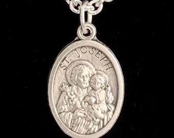 St Joseph Medal Silver Necklace