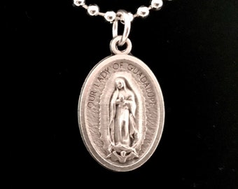 Unsere Liebe Frau von Guadalupe Medaille - versilberte Guadalupe Halskette an der Kette