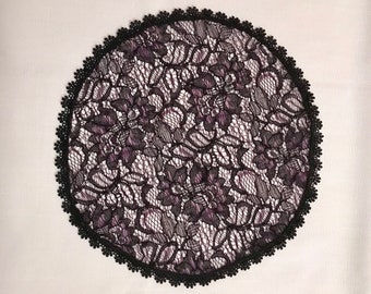 Purple and Black Chapel Veil - Pinner Cap Style