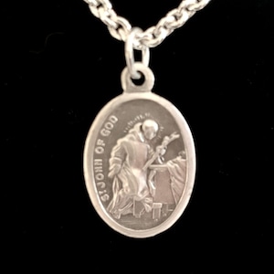 St John of God Medal Necklace, Saint John of God Medal with Silver Chain, Saint John of God Chaplet