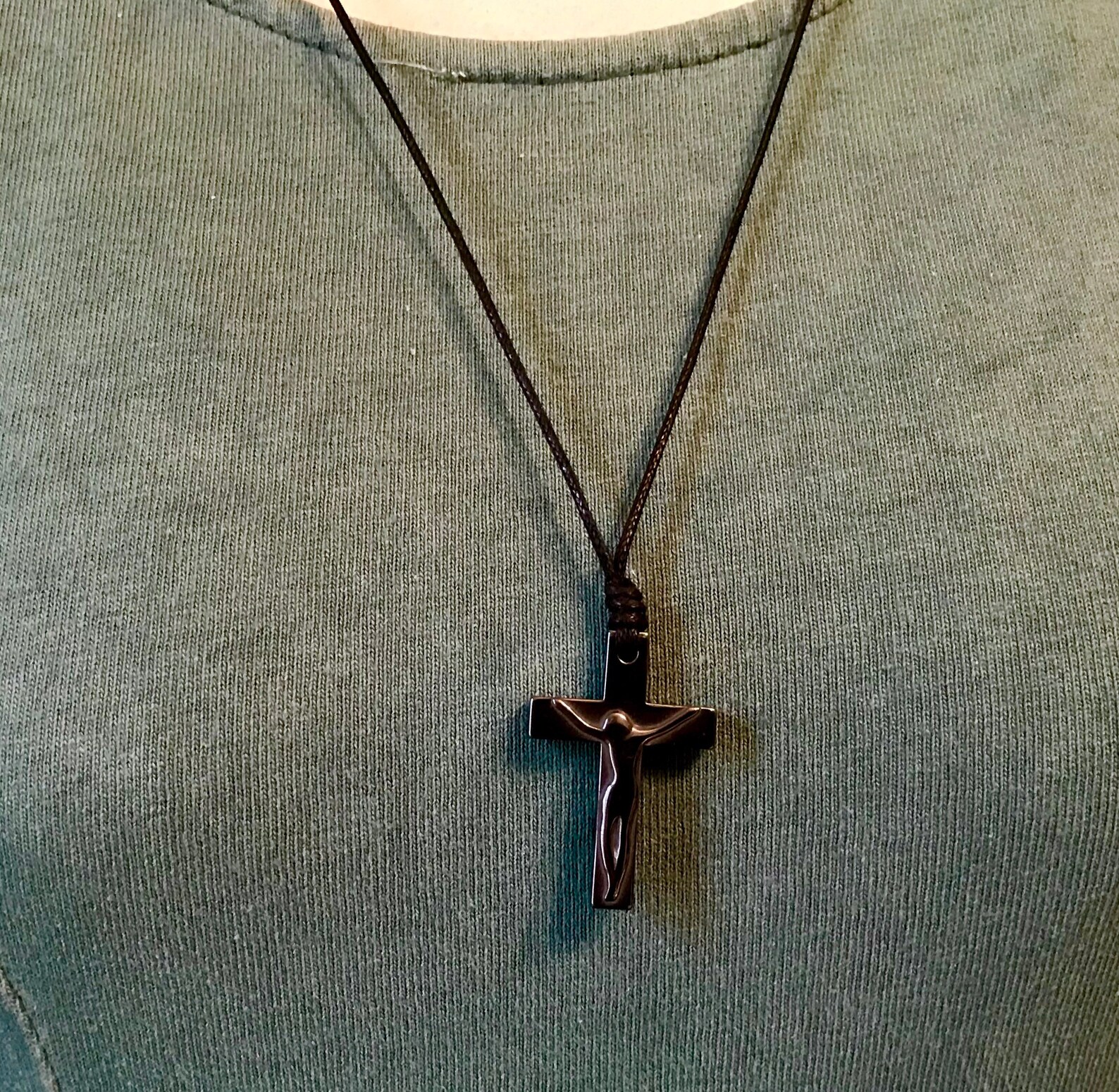 Black Crucifix Necklace Hemalyke Crucifix Necklace, Great for Mens