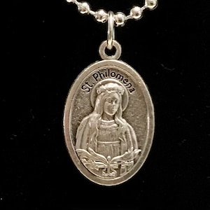 St Philomena Medal - Silver Saint Philomena Necklace, Quality Italian Medal