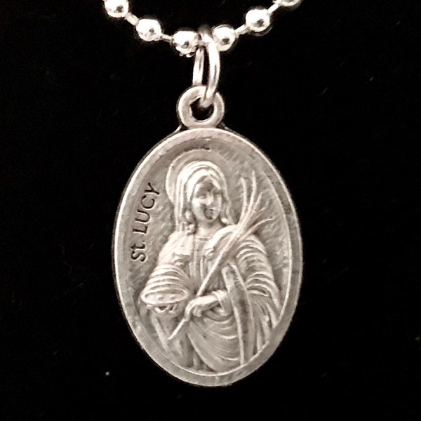 St Lucy Medal Necklace - Saint Lucy Medal