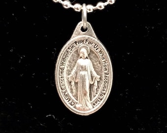 Collar con Medalla Milagrosa - Cadena de plata con colgante de la Virgen María