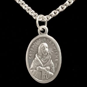 St Kateri Tekakwitha Medal - Silver Saint Kateri Necklace, Italian Medal