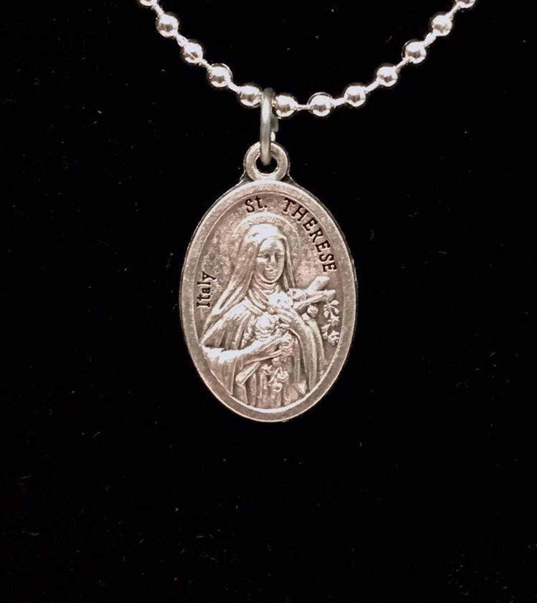 St Therese Medal Silver Necklace - Etsy