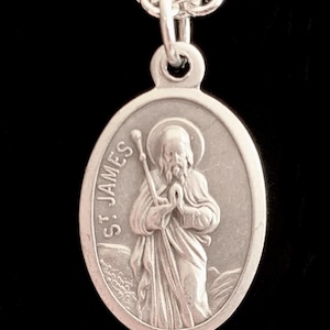 St James Medal Necklace, Saint James Medal with Silver Chain, St James Chaplet, St James the Apostle Medal, St James the Greater