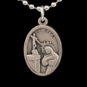St Rita Medal Necklace - Saint Rita Medal, Saint Medal on Chain