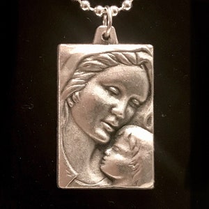 Madonna Necklace - Mary and Jesus Necklace, Madonna Medal, Baby Jesus Necklace, Virgin Mary Medal