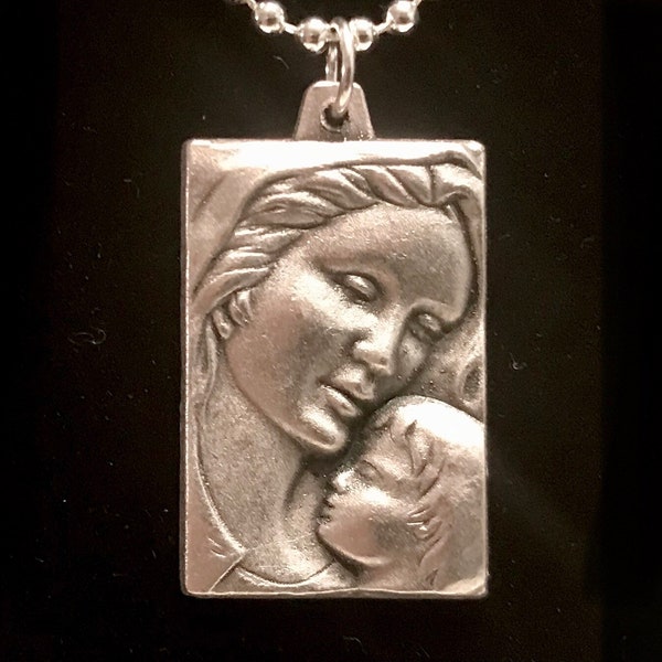 Madonna Necklace - Mary and Jesus Necklace, Madonna Medal, Baby Jesus Necklace, Virgin Mary Medal