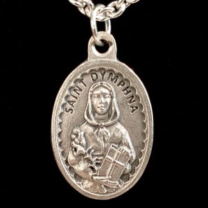 St Dymphna Medal Necklace - St. Dymphna Medal, St Dymphna Necklace, Patron Mental Health and Epilepsy, Silver Necklace w/ Silver Chain