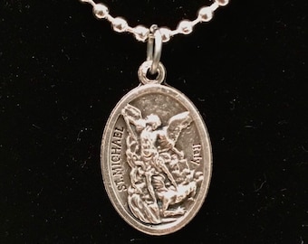 St Michael Medal Silver Necklace