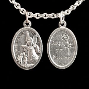 Spanish Guardian Angel Medal Necklace - Medalla del Angel de la Guardia, Collar de Angel, Angel Necklace, Angel Pendant