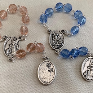 Crystal Guardian Angel Chaplet Pink or Blue - Handmade Chaplet, St Michael Chaplet, Guardian Angel Rosary