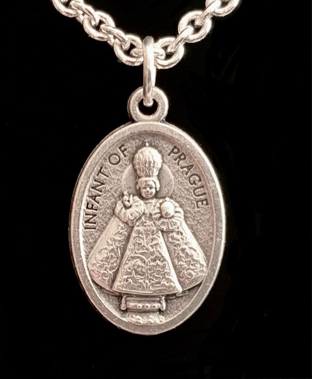 Scarf Necklace- Blue/Infant Jesus of Prague