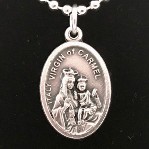 Virgin of Carmel Medal Silver Necklace