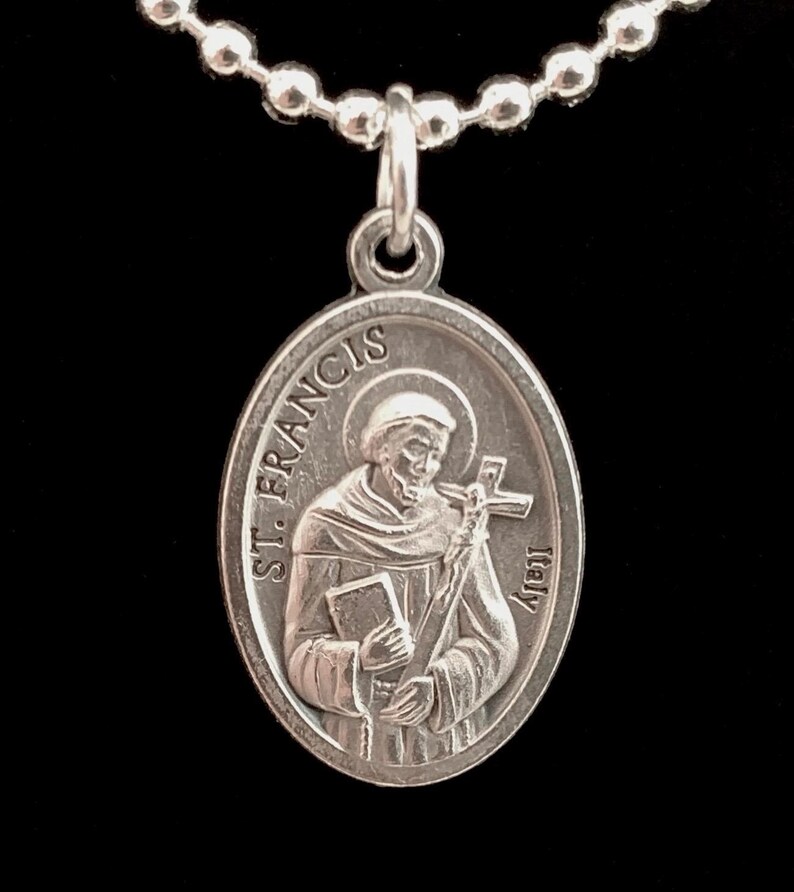 St Francis of Assisi Medal – Silver-plated Saint Francis Necklace - Etsy