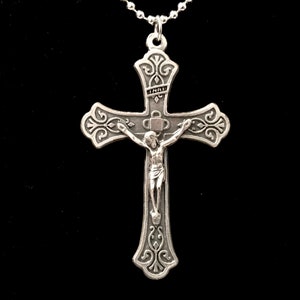 Large Crucifix Necklace- Large Crucifix Pendant, Mens Cross Necklace or Ladies Cross Necklace