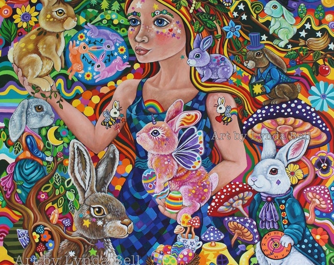 Ostara and the Lore of the Bunnies - original painting