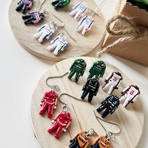 F1, nascar, FE, F1 academy inspired handpainted earrings. Team of your choice! 2025 season available!