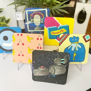 Coasters Quebec Nostalgia collection. Nostalgie Quebec coaster collection.