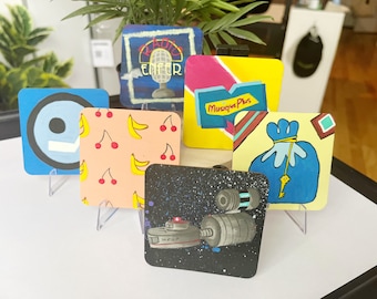 Coasters Quebec Nostalgia collection. Nostalgie Quebec coaster collection.