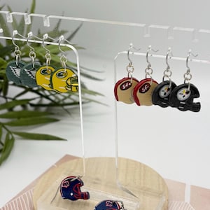 Earrings NFL, CFL helmets inspired handpainted. Team of your choice! Perfect gift for football fans