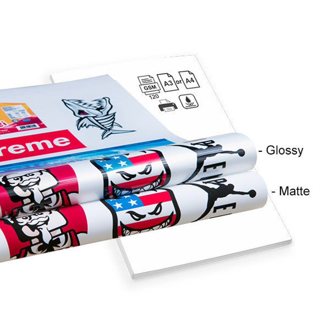 Vinyl Sticker Paper for Inkjet Printers Matte, Glossy, A3, A4 Clear or