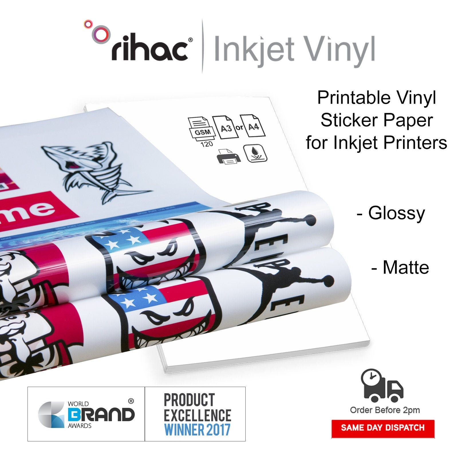 Vinyl Sticker Paper for Inkjet Printers Matte, Glossy, A3, A4 Clear or Paper Etsy.de