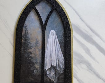 Forest Ghost Art Print in Wooden Window Frame