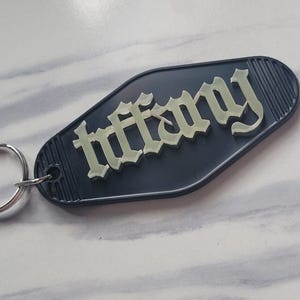 Personalized gothic keychain, glow in the dark hotel keychain