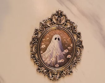 Daisy Ghost Portrait: Tiny Baroque Metal Frame 2x3 inches