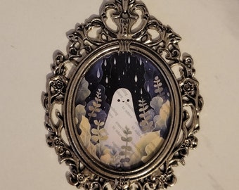 Tiny baroque framed botanical ghost portrait 2x3 inches